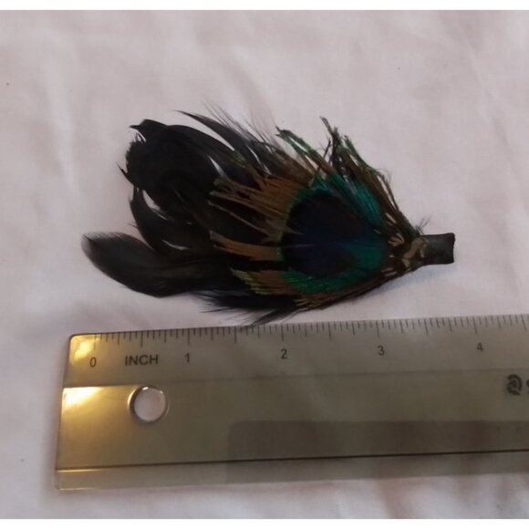 Peacock Feather Hair Clip Barrette With Natural Plumage - Picture 2 of 3